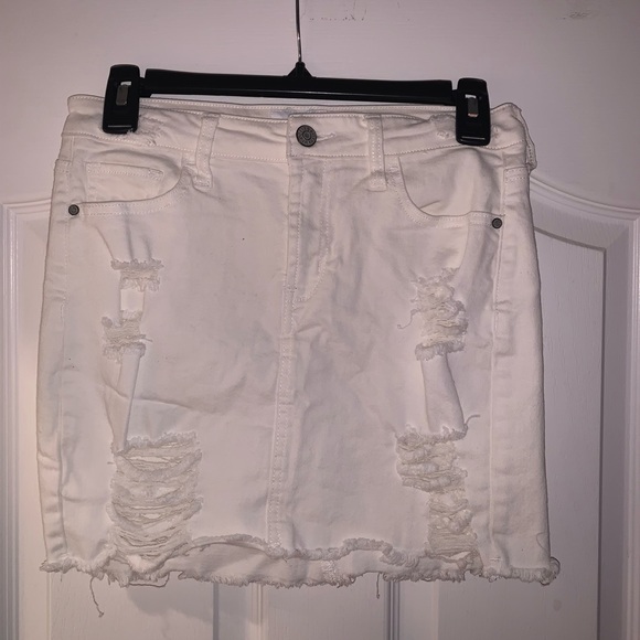 Celebrity Pink White Distressed Jean Skirt - Picture 1 of 3